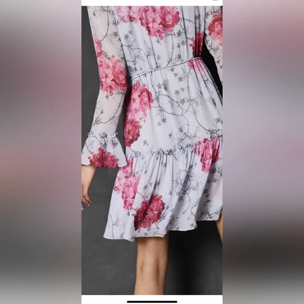 **LAST CHANCE** NWT -Ted Baker Babylon Ruffle Pink Floral Dress (TB Size 4) - - Picture 2 of 5